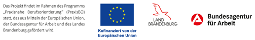 Logos von EU, Land Brandenburg, Bundesagentur für Arbeit